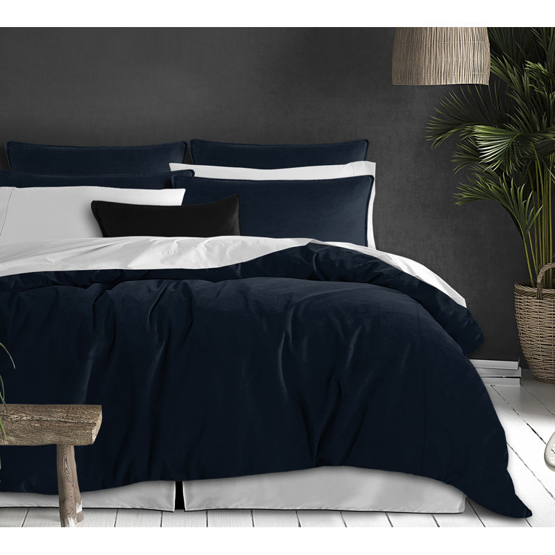 Ensemble de housse de couette Alia, Housse de couette simple + 1 taie décorative stan, Bleu marine