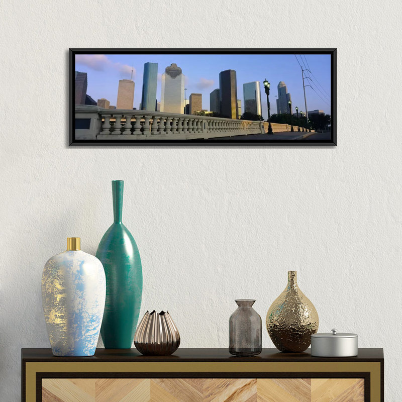 «Houston, Texas», reproduction de photo sur toile, H 12 po x l 36 po x P 1,5 po, Toile avec cadre noir
