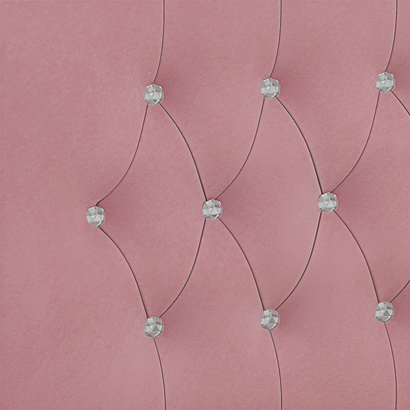 Queen Size Tufted Upholstered Bed Frame, Pink