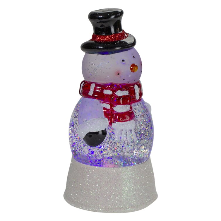 7.5 LED Lighted Color Changing Snowman Christmas Snow Globe - White - Plastic