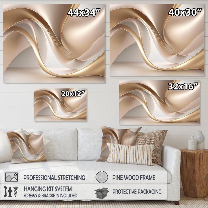 Luscious Liquid Gold in Subdued Pink and Taupe VIII - Print on Canvas, Wrapped Canvas, 24" H x 32" W x 1" D