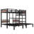 Twin over Twin over Twin Metal Bunk Bed ,triple metal bunk bed with Storage shelves and storage stairs,black-224151410