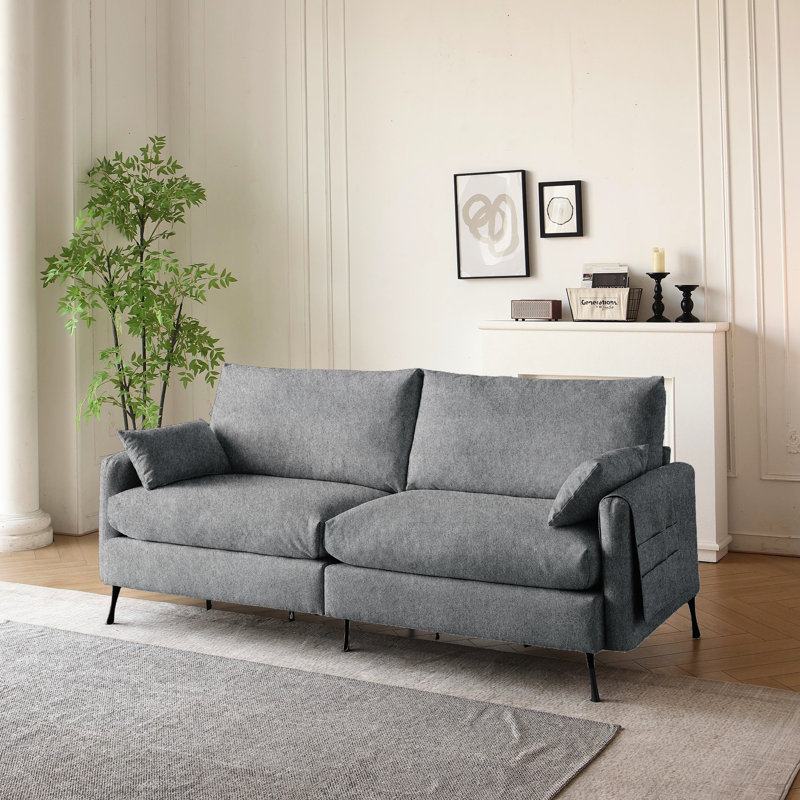 Gris 3 avec 2 accoudoirs et coussins décoratifs, l 80 po pour un bureau, Gris