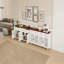 Buffet rétro 4 portes / 2 tiroirs, portes géométriques sculptées, bois vieilli - bois clair-130468646