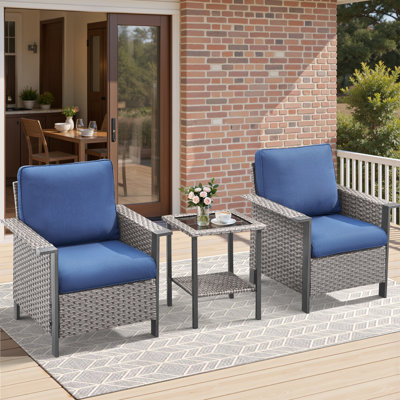 Chaises longues d'extérieur en osier avec accoudoirs avec rangement Coady