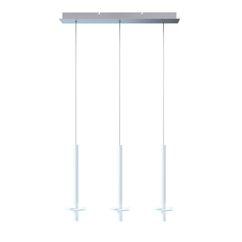 Luminaire suspendu linéaire à 3 lumières pour îlot de cuisine Zakaryan, Blanc