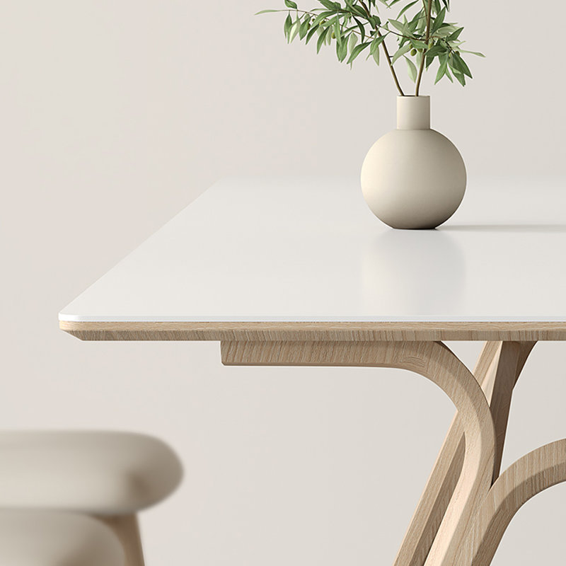 Ensemble de salle à manger rectangulaire de style crème avec ensemble de chaises, H 29,52 po x L 62,99 po x l 31,49 po
