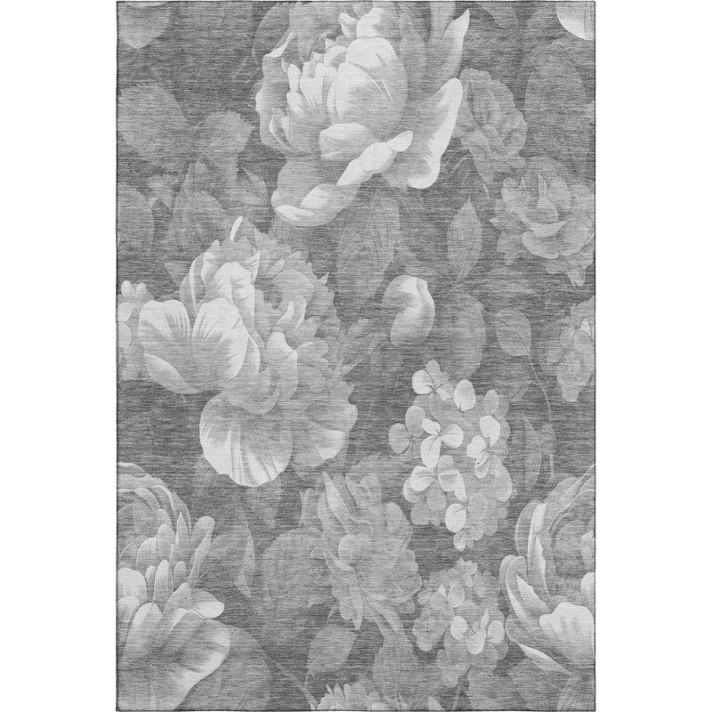 Premium Machine Washable Harjo AMF1561 Floral Rug, Rectangle 3' x 5'