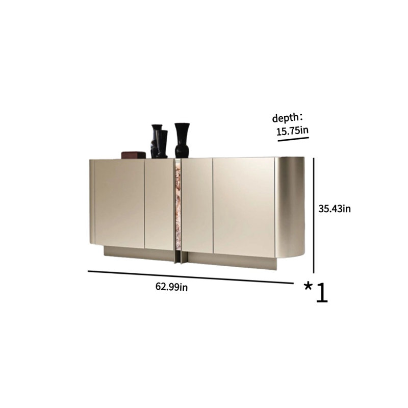 High-End Lacquer Partition Accent Cabinet 62.99 " W Marble / Granite Sideboard
