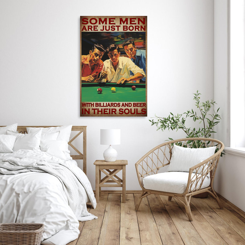 «Some Men Are Just Born With Billiards And Beer», impression sur toile, H 14 po x l 11 po x P 1,25 po