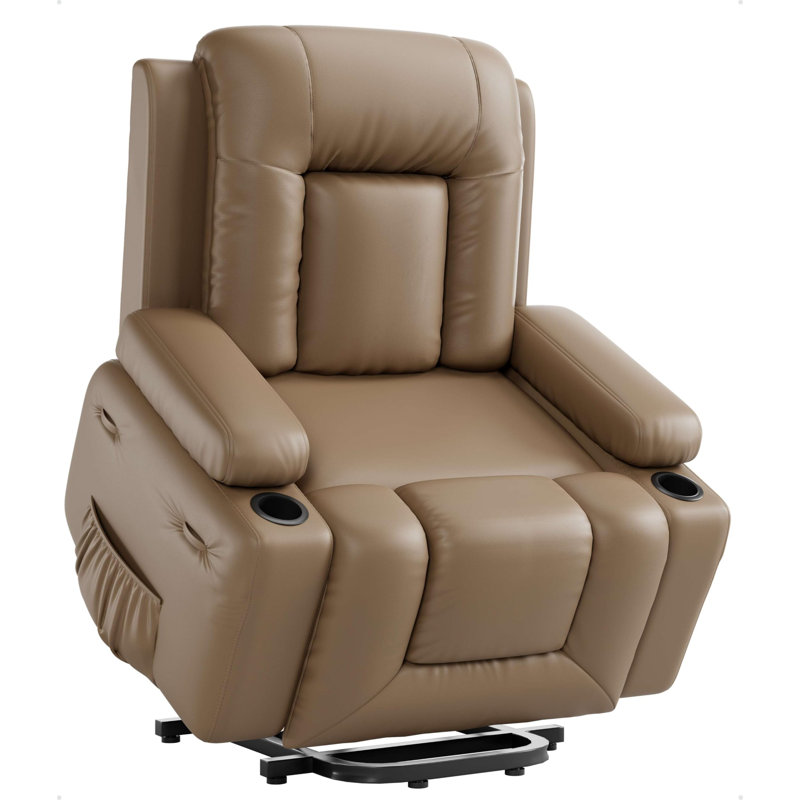 Power Lift Recliner Chair - Heat and Massage, Faux PU Electric Lift Recliner for Elderly / Mobility Impaired, Adjustable Back and Legs, Heavy Duty Lift Chair for Seniors