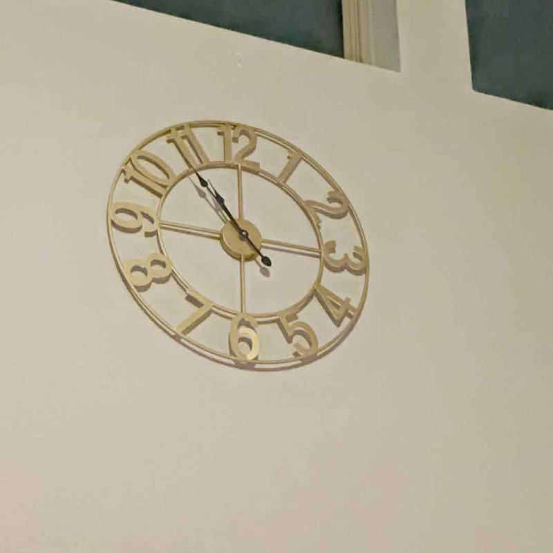 24-Inch Gold Metal Wall Clock with Arabic Numerals