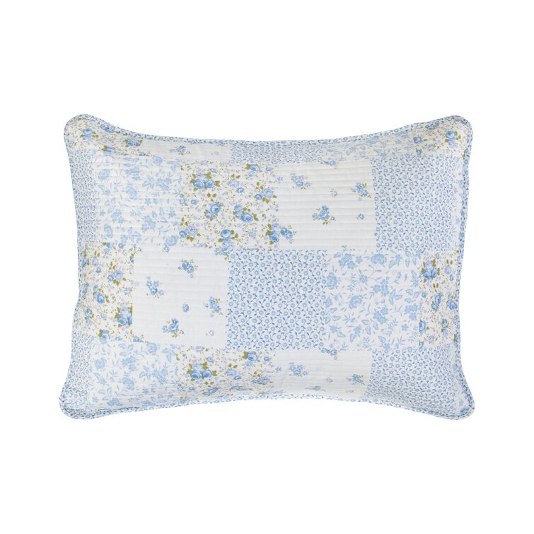 Laura Ashley Kenna Blue Floral 100% Cotton Reversible Quilt Set