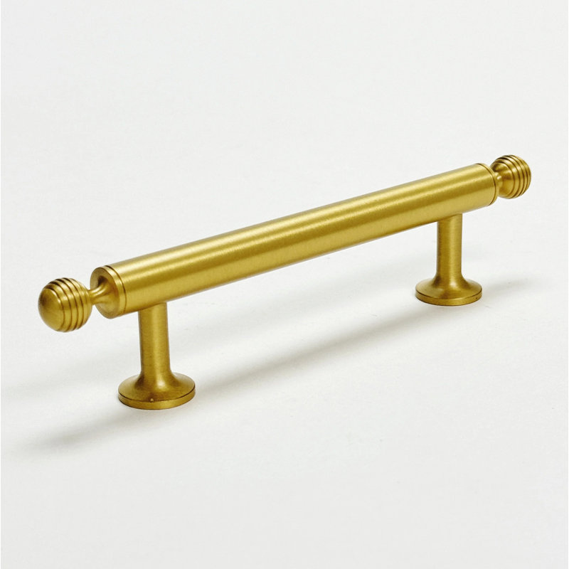 Satin Brass Sweet 3-3/4" Centers Solid Brass Drawer Pull, 3-3/4"