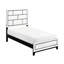 Mobilier de chambre à coucher simple moderne et moderne, lit au bord de la ligne blanche et noire avec ornement-1940465751