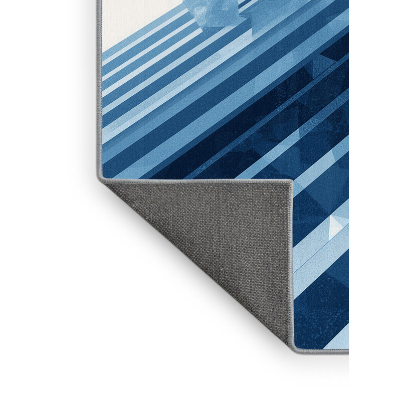 Soft Plush Easterly Contemporary Ombre Area Rug in Blue – SkyBlue Binding, 8x12
