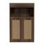 Armoire de rangement pour salle de bain avec 2 portes en rotin, autoportante avec tablette réglable et rangement ouvert pour le salon, le couloir-259733171