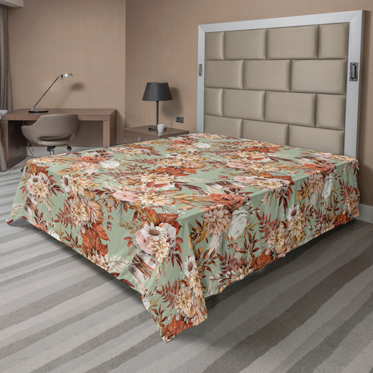 Drap plat à motif floral bohème Ambesonne