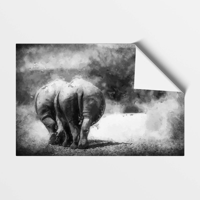 Walking Rhinos - Frameless Print, 21 cm H x 29.7 cm W