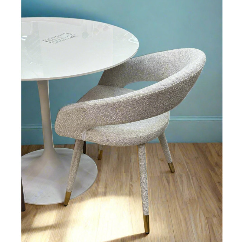 Chaise parsons rembourrée en velours Kyliam, Boucle blanche, Blanc