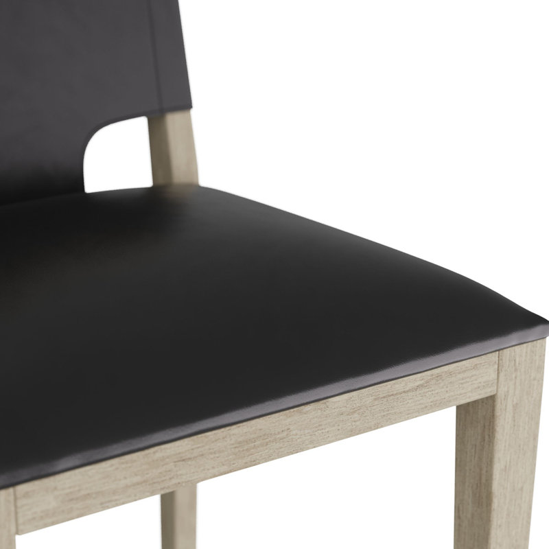 Burdock Bar Stool, Black Leather, Counter Stool (27” Seat Height)