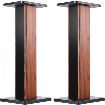 60cm Wood Grain Fixed Height Speaker Stand Universal Floor Pair Heavy Duty Surround Sound Studio Monitor Stand For Home Theaters With Sand Filling Tuning Function