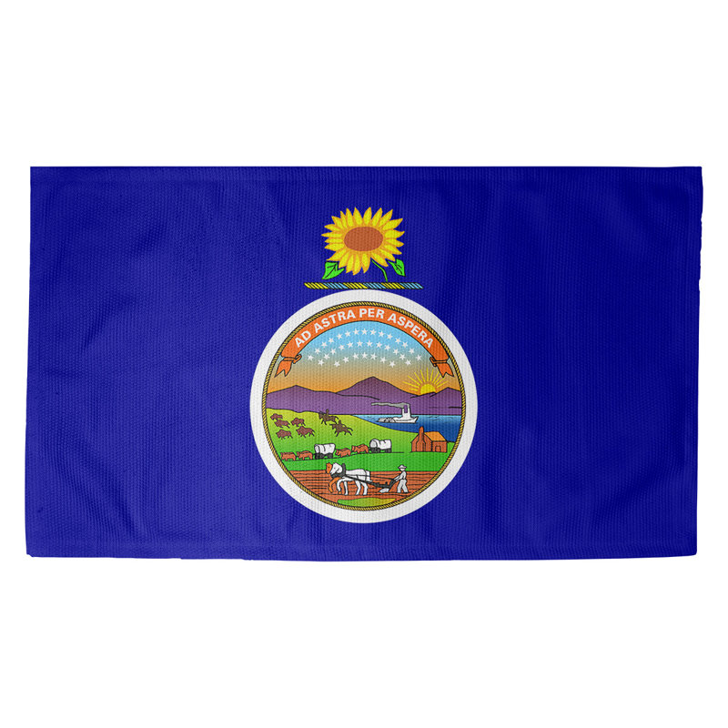 Tapis de porte d’intérieur à drapeau kansas Fawcett, Rectangulaire 2 pi 1,5 po x 3 pi 4 po