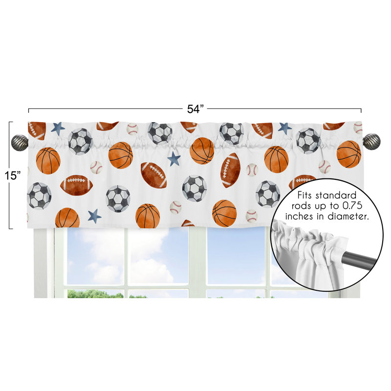Sports Theme Multicolor Rod Pocket Window Valance 54"