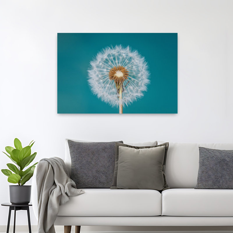 Art contemporain abstrait fleur de pissenlit minimaliste, H 48 po x l 32 po