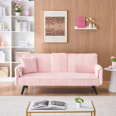 Minimalist Style, Straight-Line Corduroy Sofa Suitable For Sitting And Lying In The Living Room And Bedroom