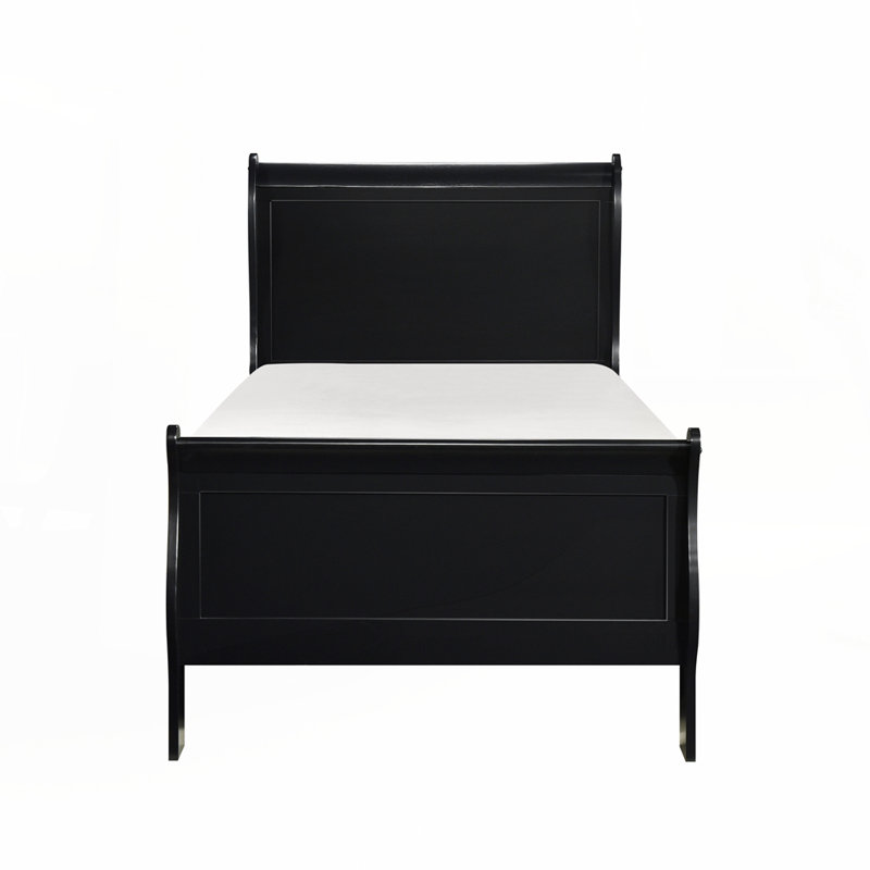 Lit traditionnel en bois de style Louis Philippe, Simple, Noir