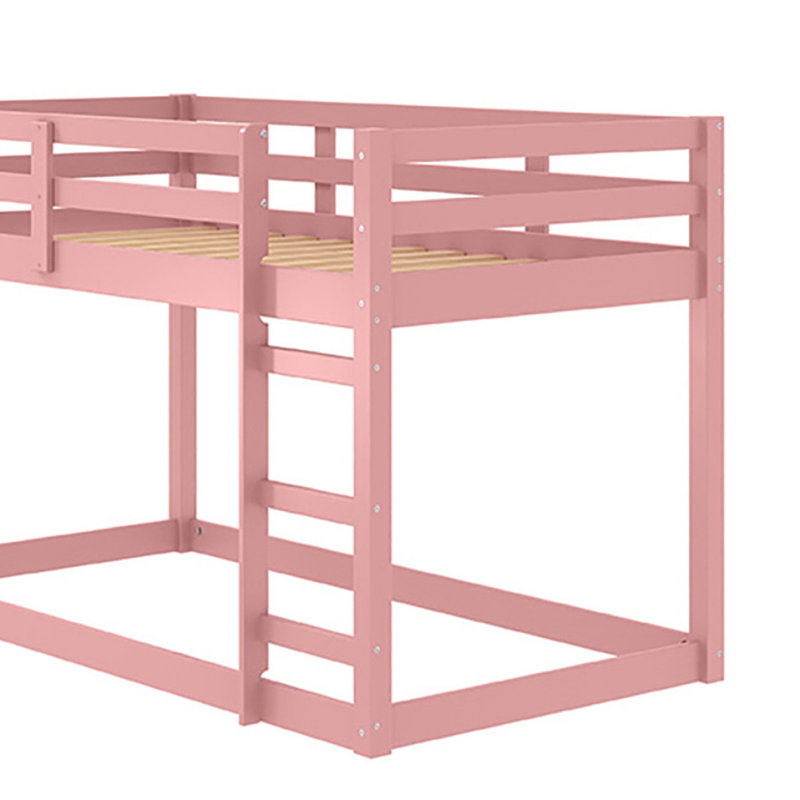 Lit mezzanine simple rose avec cadre en bois