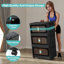 Noir, armoire de rangement pliante latérale de 20 po de large, 3 niveaux, 19,69 po x 11,81 po x 31,10 po, bacs de rangement pliables avec porte magnétique, armoire de rangement en plastique avec roues