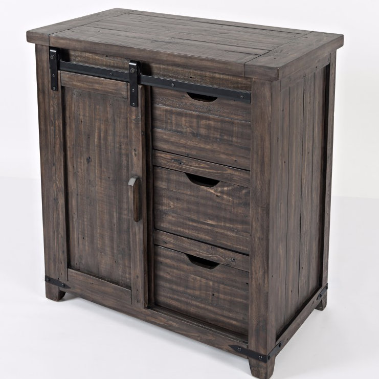 Hemsworth 1-Door 3-Drawer Accent Cabinet, Brown
