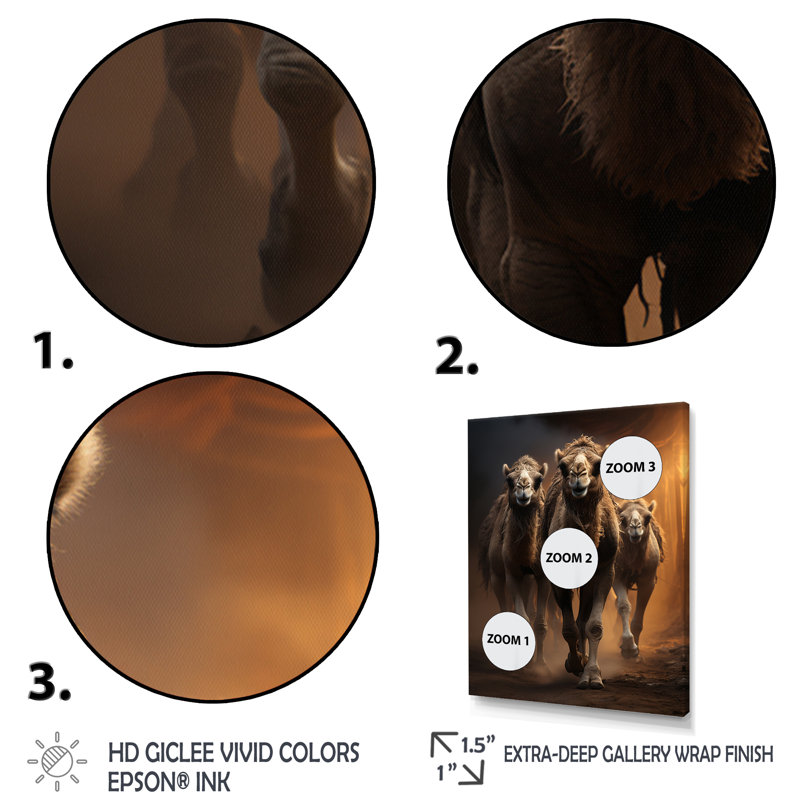 Keerthana Camels Desert Symphony - impression, Cadre simple noir, H 20 po x l 12 po x P 1 po