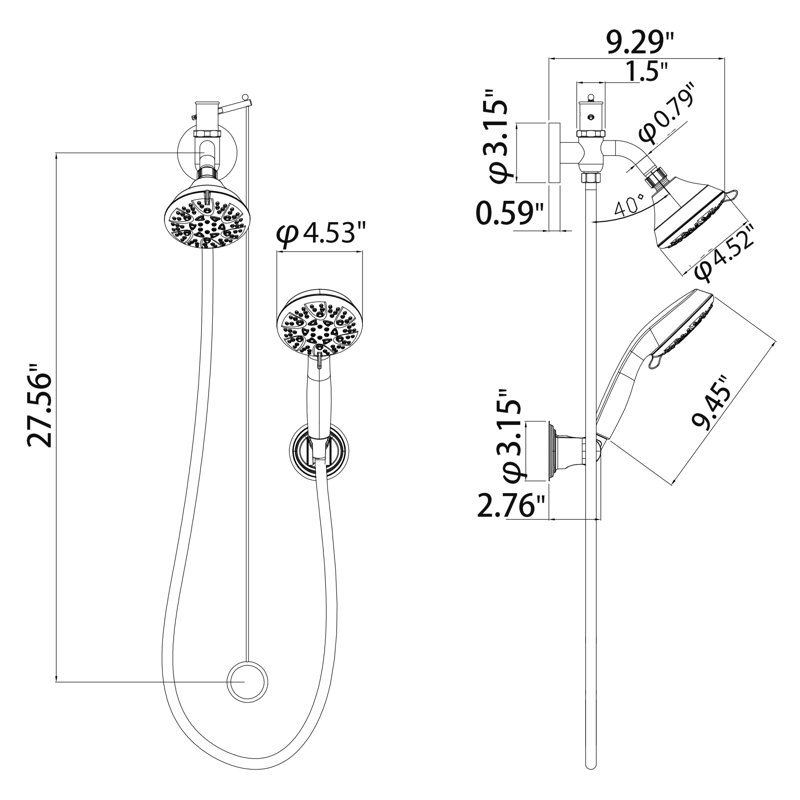 2-in-1 Dual Shower Head with 8 modes