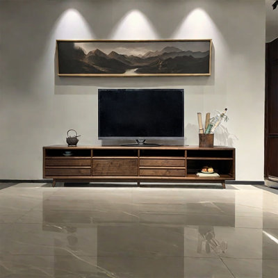 Black walnut solid wood durable TV cabinet