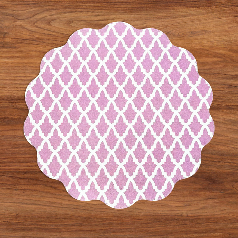 Vida Eggplant And Pink Reversible Round Placemats