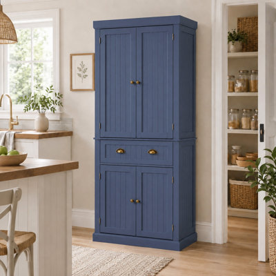 Armoire de cuisine 72 po avec 4 tiroirs, salle à manger - bleu foncé