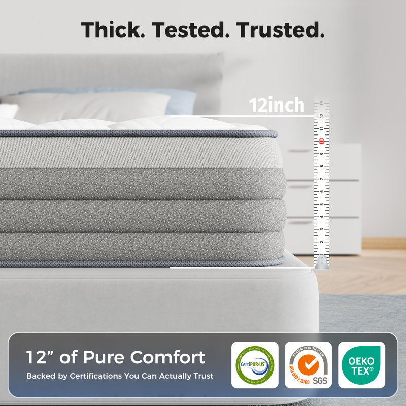 Matelas hybride antistatique en mousse à mémoire de forme de 10 po dans une boîte avec certification Certipur-US et Fire, 8"