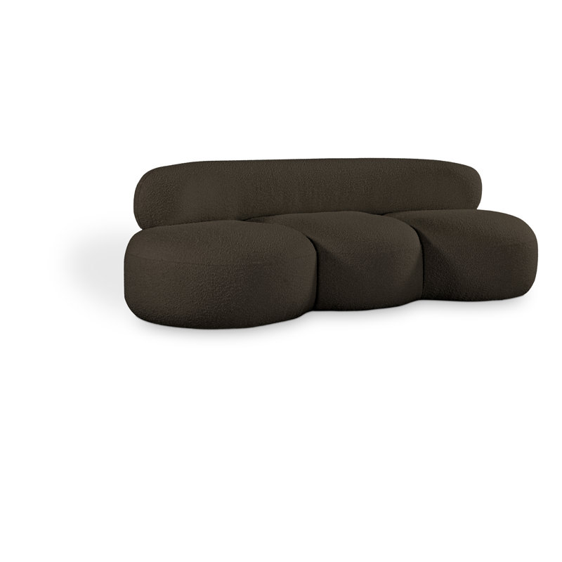 Isia Upholstered 88.5'' Sofa, Brown Boucle Fabric