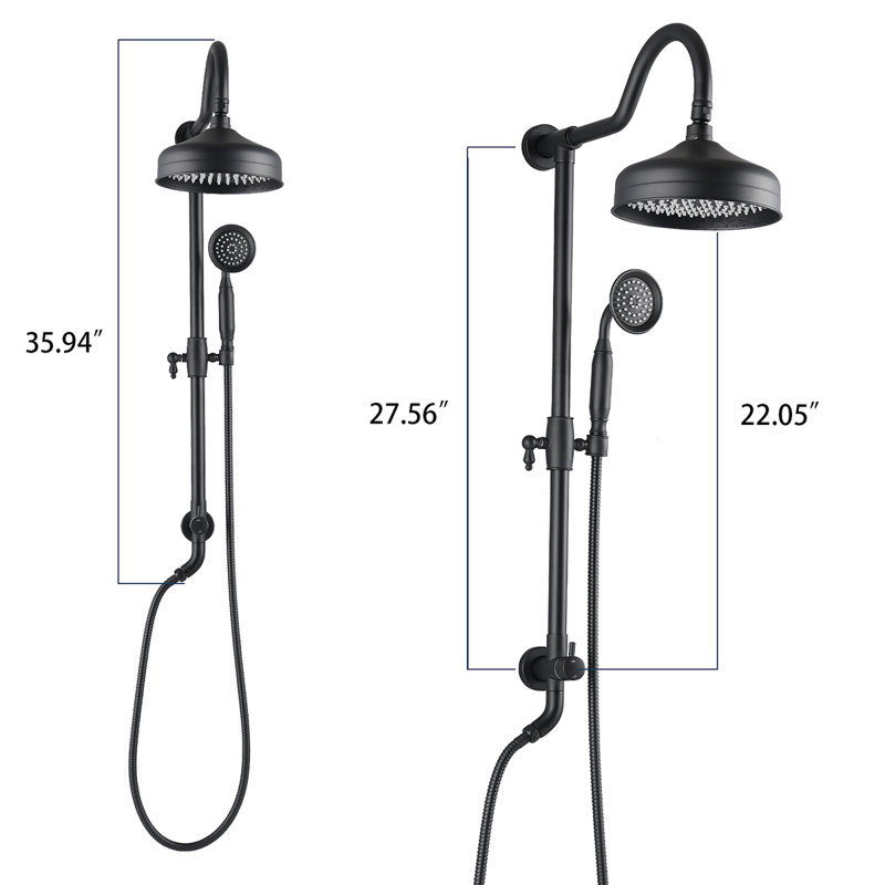 Pomme de douche avec système de douche à main avec pomme de douche à effet pluie 8 ", double douche combinée