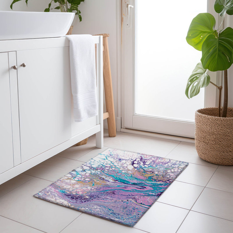 Tapis pervenche de qualité supérieure lavable à la machine AMF64 Fayina, Rectangle 1 pi 8 po x 2 pi 6 po