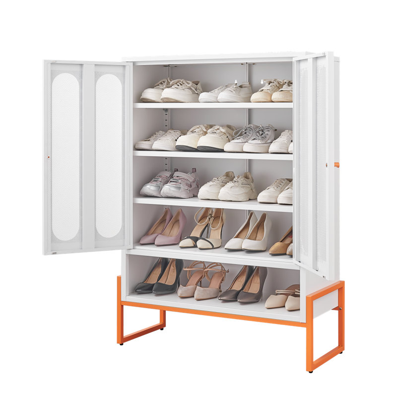 Armoire à chaussures à porte en maille à double face de 5,9 pieds de haut avec cloisons mobiles à double couche et conception creuse résistante à l'humidité et sismique, accessible par des machines de balayage