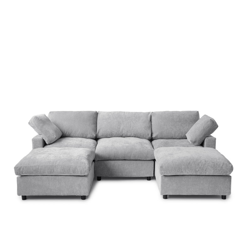 Kessi 5-piece Slipcovered Sectional, Light Gray