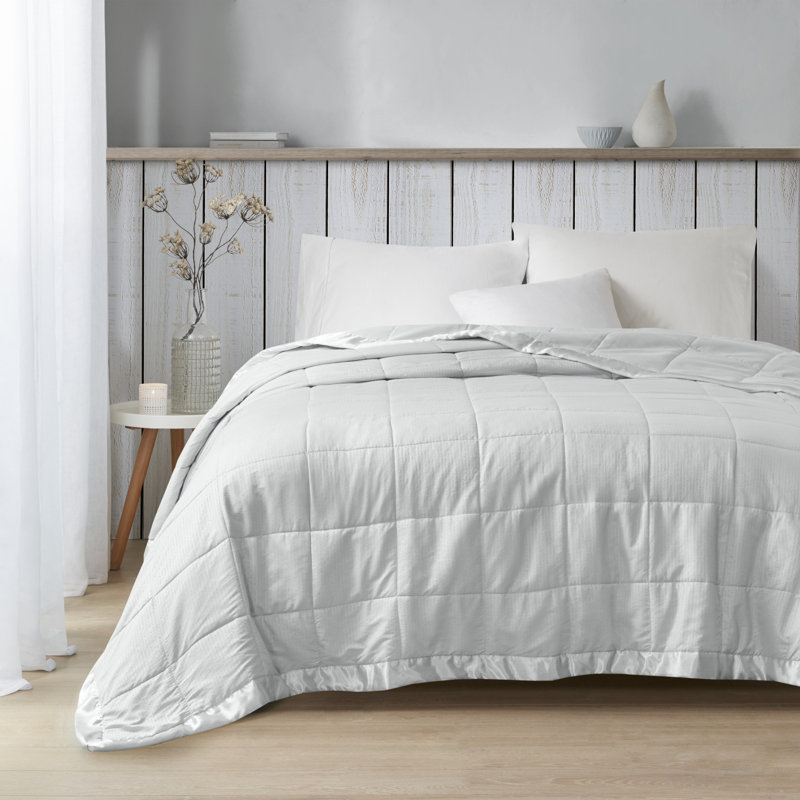 Gray Full Down Alternative Blanket with Satin Trim