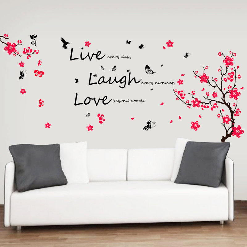 Blossom Vivid Live Laugh Quote Wall Sticker