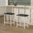 Winston Porter Solid Wood Backless Bar Stool - Set of 4 Straight-Leg Stools with Upholstered Seat-1973344119