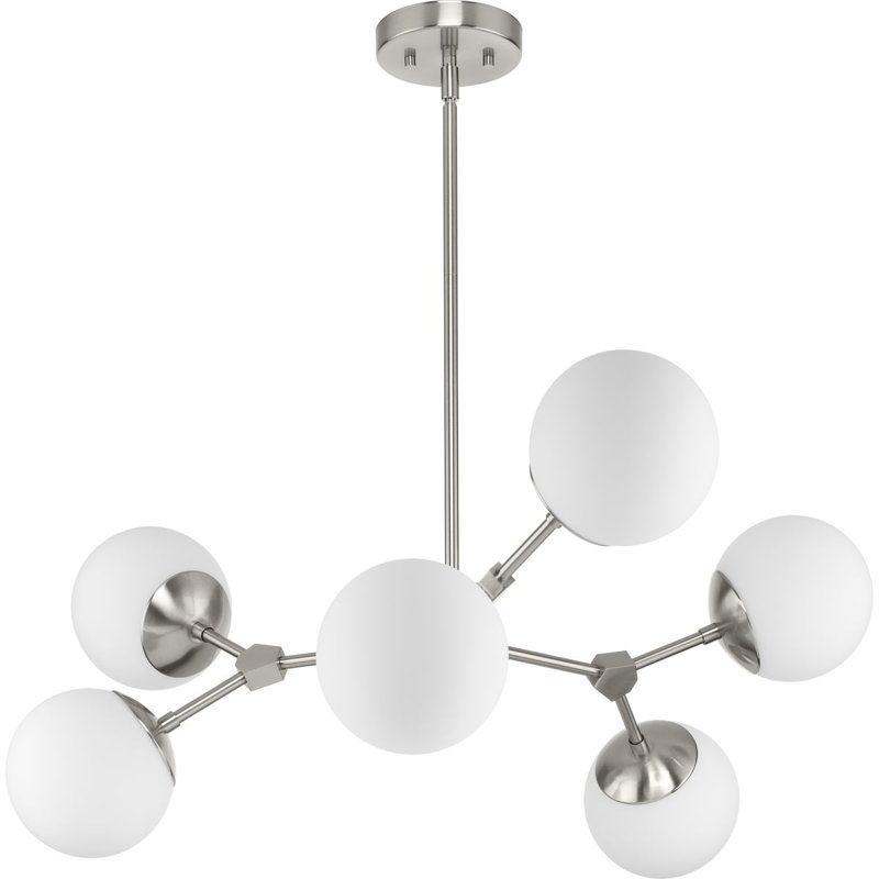 Lustre géométrique à 6 lumières Jervon, Nickel brossé