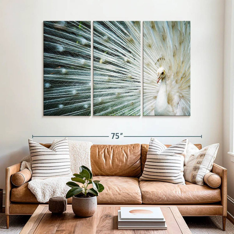 Brampt Icy White Peacock, 42" H x 65" W